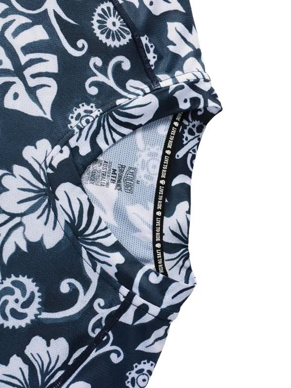 Waimea Blue  Men's Short Sleeve Mountain Bike Jersey V Neck  | Cycology USA