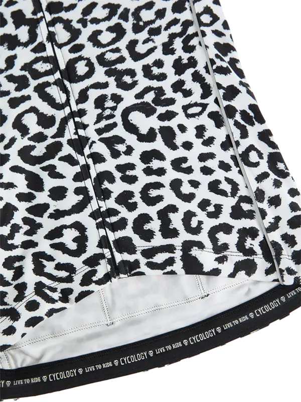 Leopard print Kitty White Women's Winter Long Sleeve Cycling Jersey 
hem 