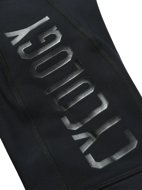 Cycology Black Women's Quick Pee Cycling Bib Tights Branding 